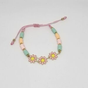 Handmade Colorful Pink Daisy Bracelet